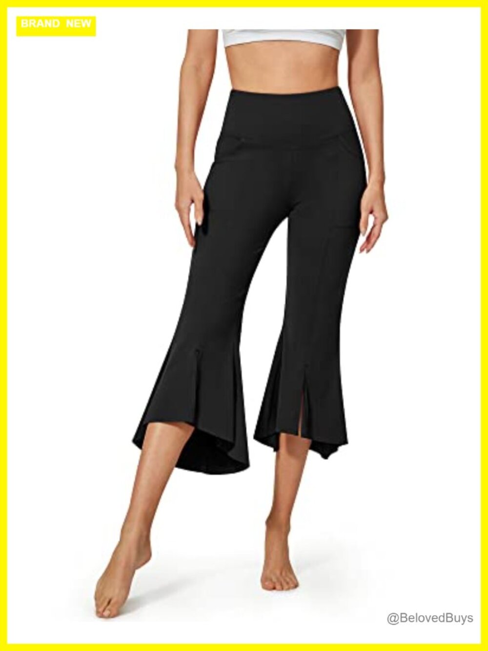 Flared Capri Yoga Dress Pants High Rise Tummy Control with Pockets